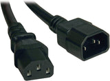 Tripp Lite Heavy-Duty Power Extension Cord 15A, 14AWG (IEC-320-C14 to IEC-320-C13) 2-ft.(P005-002) Black 2 ft.