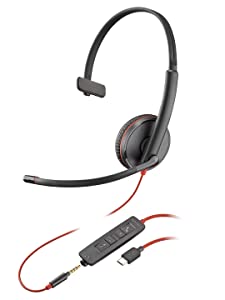 Plantronics Blackwire 3215 USB-C Headset, On-Ear Mono Headset, Wired Blackwire C3215 USB-C
