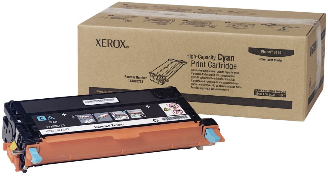 Xerox Phaser 6180/6180MFP Cyan High Capacity Toner Cartridge (6,000 Pages) - 113R00723 High Capacity Cyan High Capacity