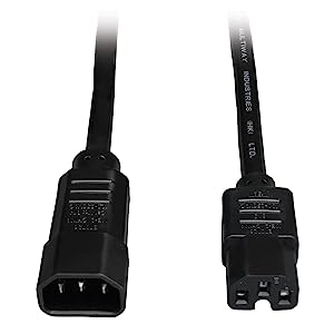 Tripp Lite 6ft Heavy Duty Computer Power Extension Cord 15A, 14 AWG, C14 to C15, Black 6'(P018-006) Black 6 ft. Power Cord