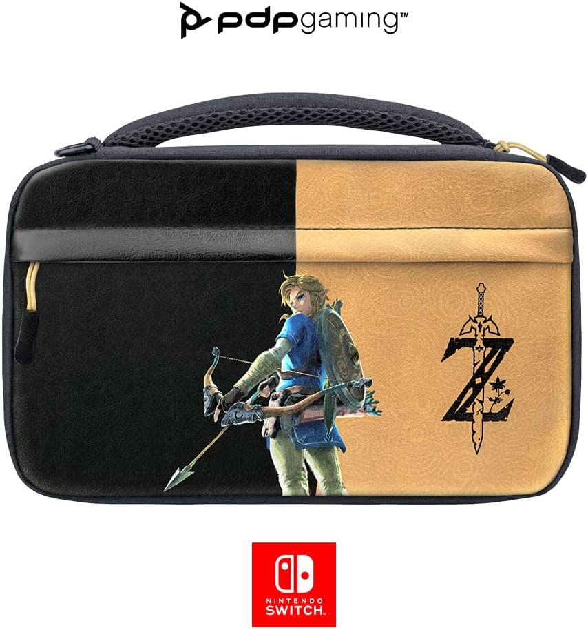 PDP Gaming Officially Licensed Switch Commuter Case - Zelda Breath of the WIld - Semi-Hardshell Protection - Protective PU Leather - Holds 14 Games - Works with Switch OLED &amp; Lite - Perfect for Travel