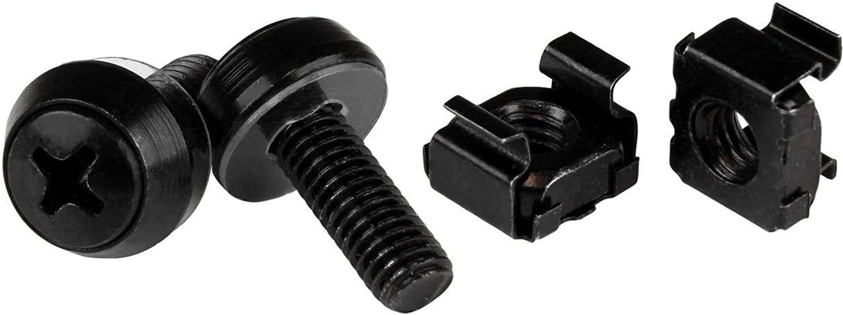 StarTech.com M6 x 12mm Screws and Cage Nuts - 100 Pack - M6 Mounting Screws and Cage Nuts for Server Rack and Cabinet - Black (CABSCREWM62B) Black Cage Nuts and Mounting Screws 100x M6 Black Cage Nuts and Mounting Screws