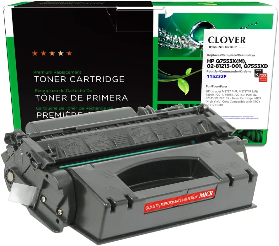 Clover imaging group Clover Remanufactured MICR Toner Cartridge for HP 53X Q7553X(M), 02-81213-001 | Black