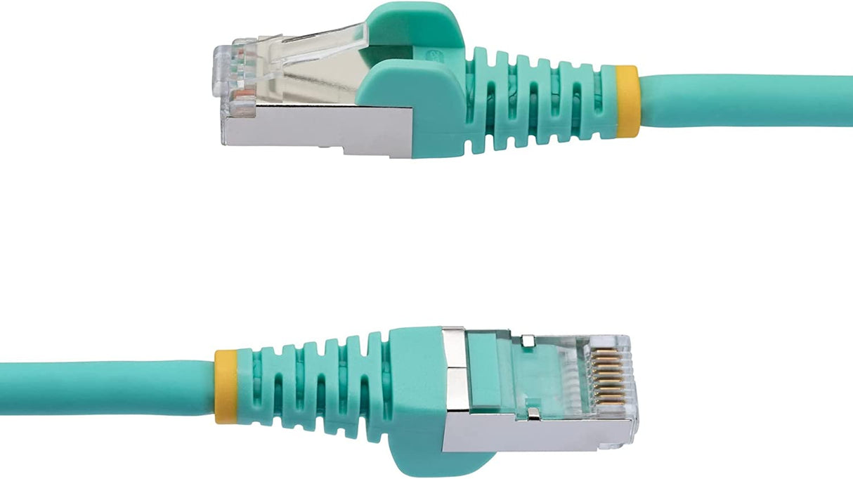 StarTech.com 7ft CAT6a Ethernet Cable - Low Smoke Zero Halogen (LSZH) - 10 Gigabit 500MHz 100W PoE RJ45 S/FTP Aqua Network Patch Cord Snagless w/Strain Relief (NLAQ-7F-CAT6A-PATCH)