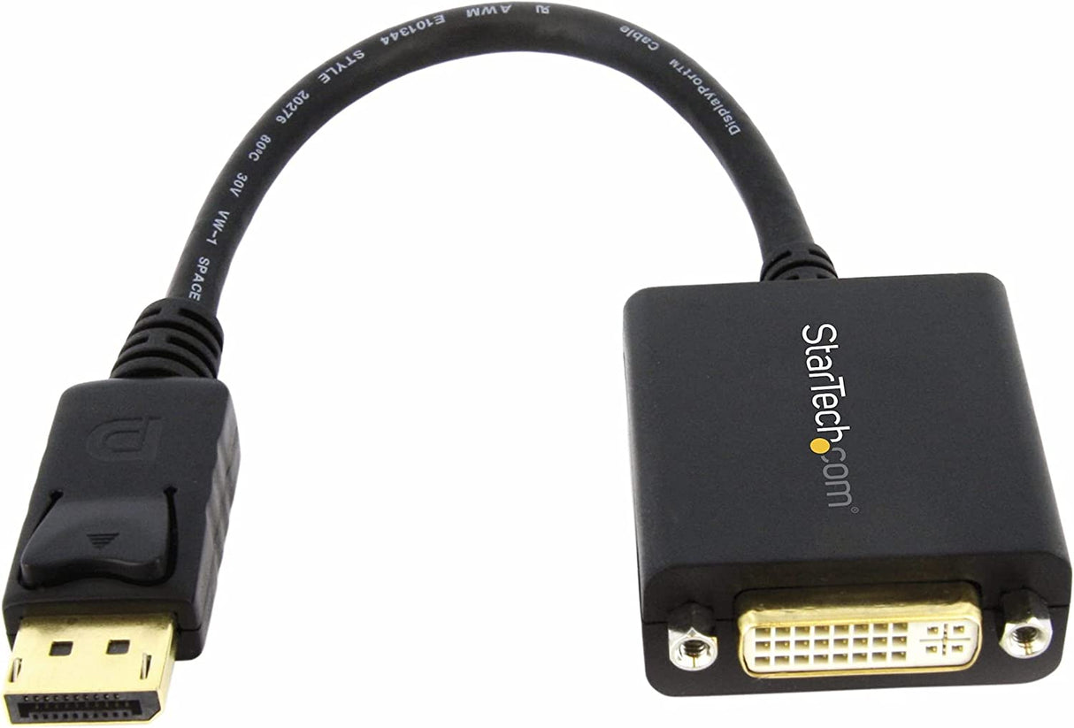 StarTech.com DisplayPort to DVI Adapter - DisplayPort to DVI-D Adapter Video Converter 1080p - DP 1.2 to DVI Monitor/Display Cable Adapter Dongle - DP to DVI Adapter - Latching DP Connector (DP2DVI2)