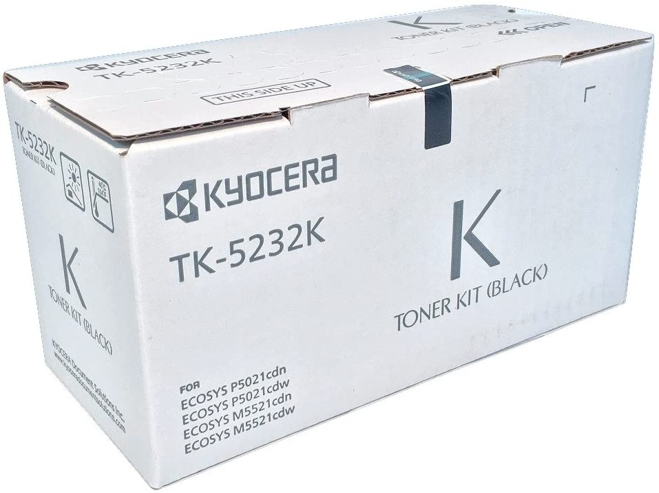 Kyocera 1T02R90US0 Model TK-5232K Black Toner Cartridge Compatible with ECOSYS P5021cdn, P5021cdw, M5521cdn and M5521cdw Laser Printers; Up to 2600 Pages Yield at 5 Percent Average Coverage