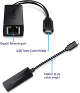 TRENDnet TUC-ETG, USB Type-C to Gigabit Ethernet LAN Wired Network Adapter for Windows &amp; Mac, Compatible with Windows 10, and Mac OS X 10.6 and Above, Energy Saving, 5 inch length, Black USB-C Gigabit