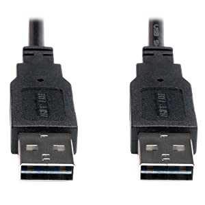 Tripp Lite Universal Reversible USB 2.0 Hi-Speed Cable (Reversible A to Reversible A M/M) 3-ft.(UR020-003) , Black