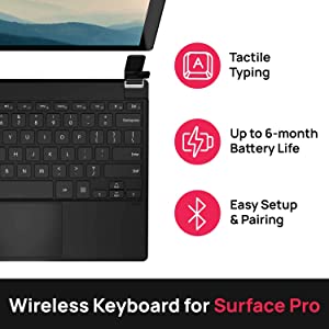 Brydge 12.3 Pro+ Wireless Keyboard Type Cover with Precision Touchpad | Compatible with Microsoft Surface Pro 7, 6, 5 &amp; 4 | Designed for Surface | (Black)