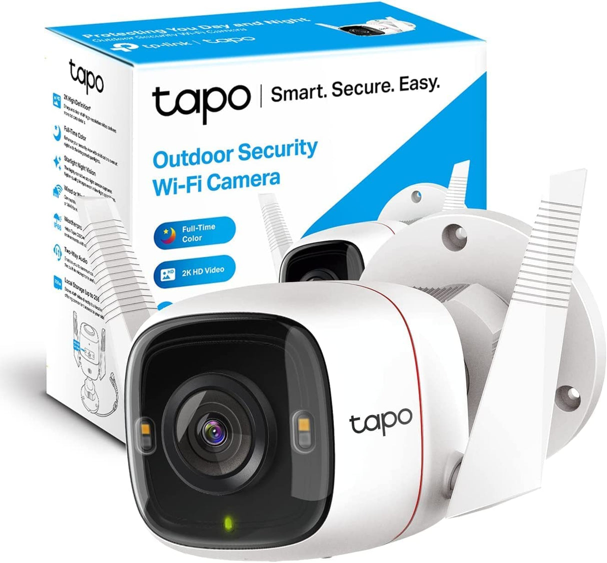 TP-Link Tapo 2K 4MP QHD Security Camera Outdoor Wired, IP66 Weatherproof, Motion/Person Detection, Works with Alexa &amp; Google Home, Built-in Siren, Night Vision, Cloud/SD Card Storage (Tapo C320WS) 2K w/ Starlight Sensor