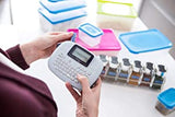 Brother P-Touch, PTM95, Monochrome, Handy Label Maker, 9 Type Styles, 8 Deco Mode Patterns, Navy Blue, Blue Gray Labeler