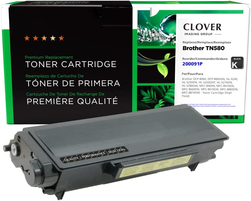 Clover imaging group Clover Remanufactured Toner Cartridge for Brother TN580 | Black Black Page Yield: 8000