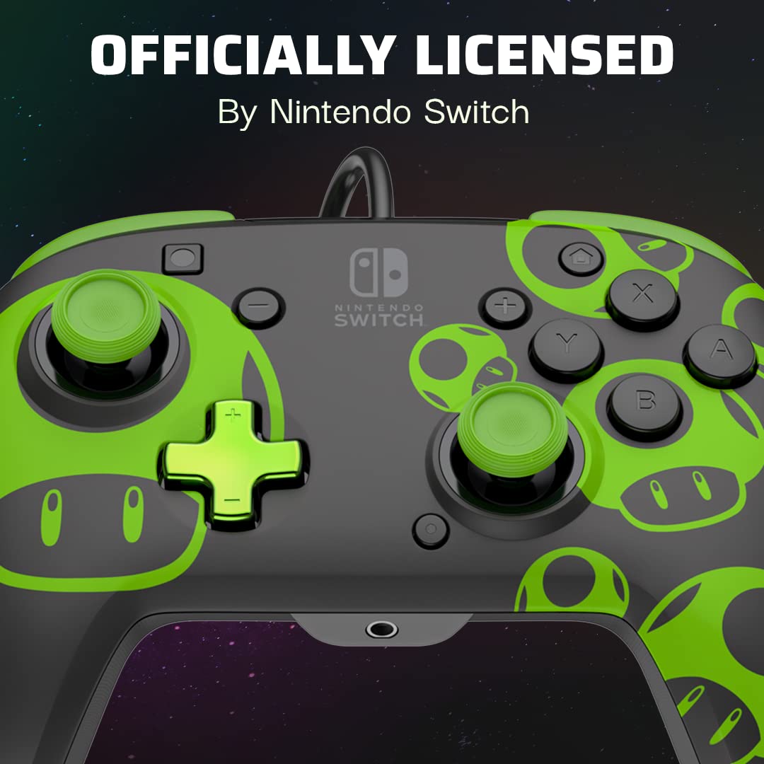 PDP REMATCH Wired Controller for Nintendo Switch/ Lite/ OLED - 1-UP Glow in the Dark
