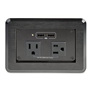 StarTech.com Conference Table Power Center with 2X UL Certified 120V AC Outlets &amp; 2X USB BC 1.2 - Recessed in-Table/Desk Power Strip/Charging Station for Meeting Room/Boardroom/Lab Bench (KITBZPOWNA)