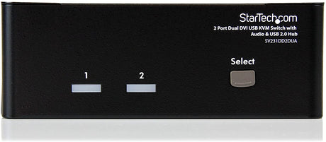 StarTech.com DVI KVM Switch with Audio &amp; USB 2.0 Hub – 2-Port USB KVM Switch - 1920 x 1200 - Dual Monitor KVM Switch (SV231DD2DUA) Audio | USB 2.0 Hub DVI | Dual Monitor