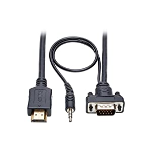 Tripp Lite HDMI to VGA + Audio Adapter Converter Cable Active Low Profile HD15 + 3.5mm M/M 1080p @ 60Hz 6ft 6' (P566-006-VGA-A) 6ft. HDMI to VGA w/ Audio