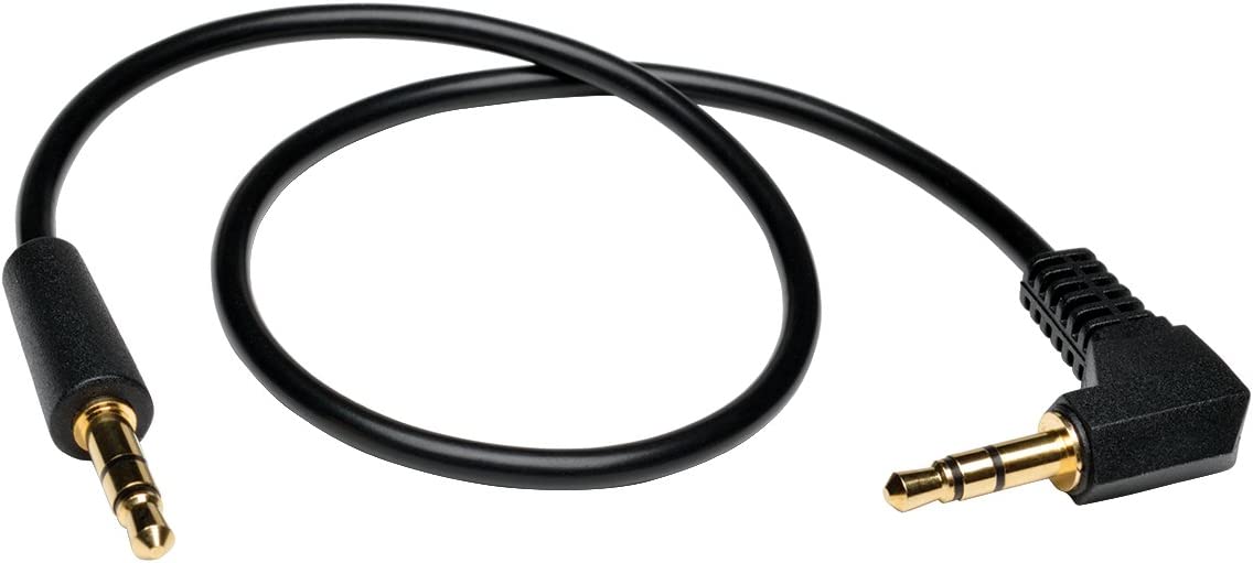 TRIPP LITE P312-001-RA 1-Feet 3.5mm Mini Stereo Audio Cable with One Right Angle Plug,Black One Right Angle Plug 1-Feet