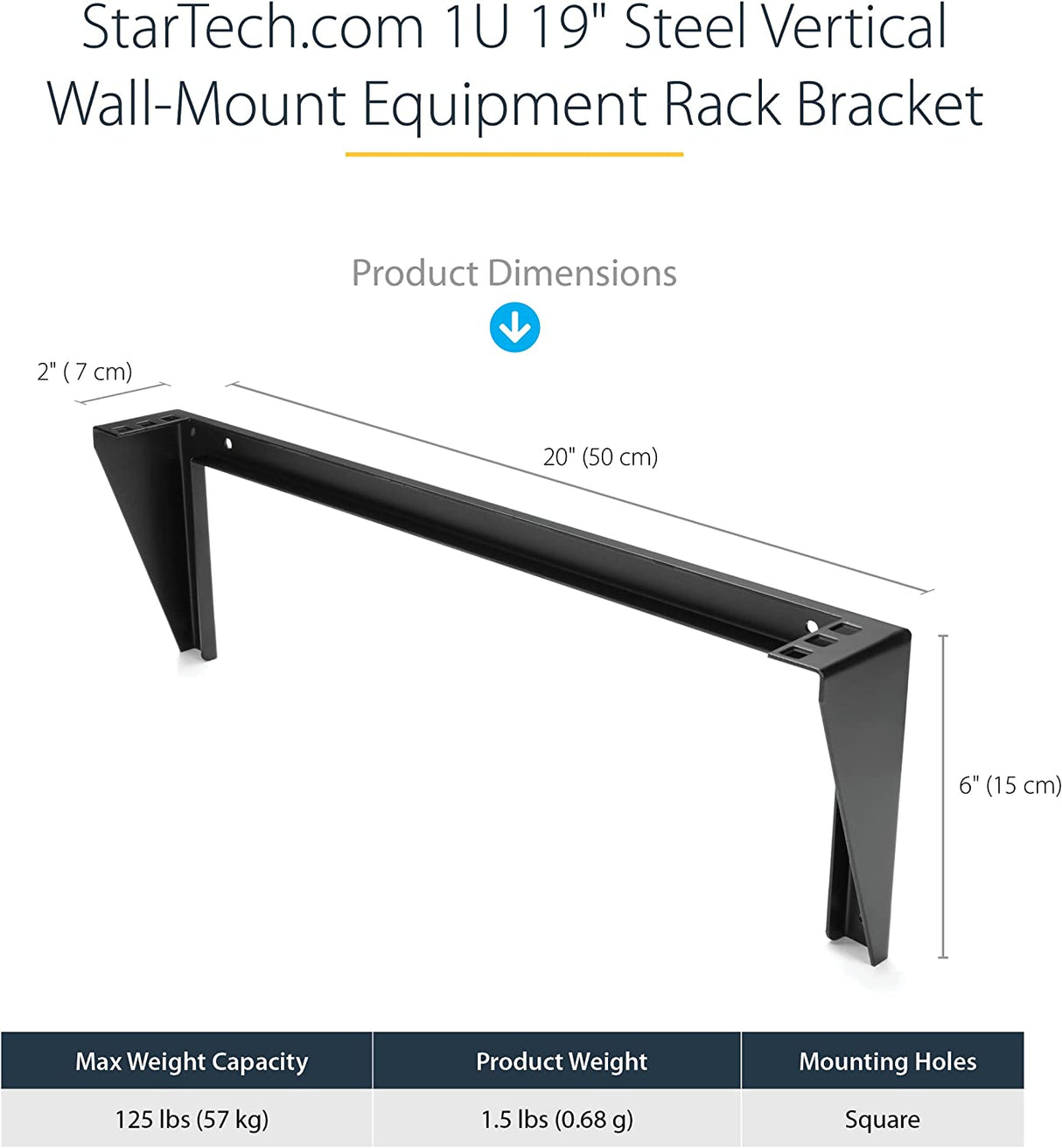 StarTech.com 1U Wall Mount Patch Panel Bracket – 19 in – Steel - Vertical Mounting Bracket for Networking and Data Equipment (RK119WALLV) 1U Bracket