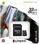 Kingston 32GB microSDHC Canvas Select Plus 100MB/s Read A1 Class10 UHS-I Memory Card + Adapter (SDCS2/32GB) microSD Card 32GB Fast (Up to 100 MB/s) Single