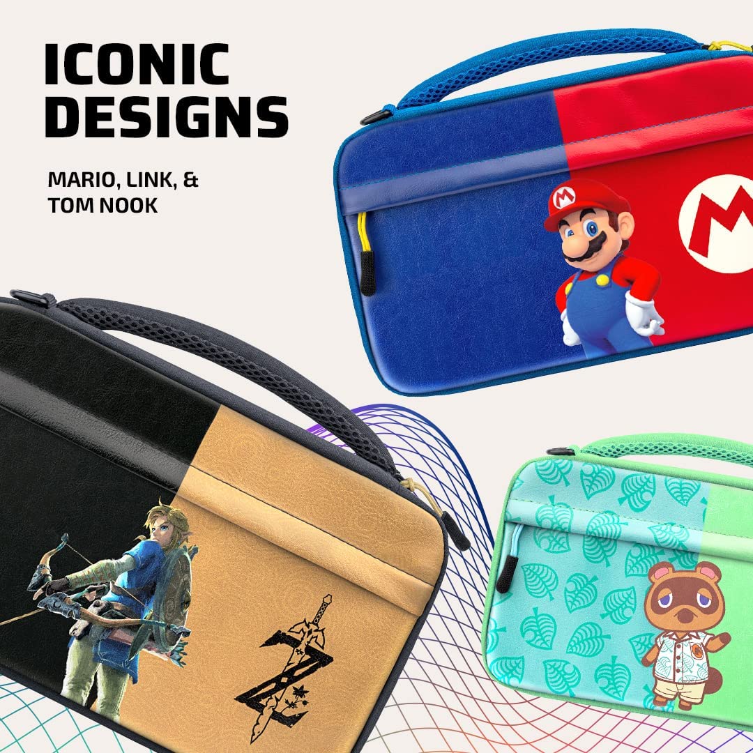 PDP Gaming Officially Licensed Switch Commuter Case - Zelda Breath of the WIld - Semi-Hardshell Protection - Protective PU Leather - Holds 14 Games - Works with Switch OLED &amp; Lite - Perfect for Travel