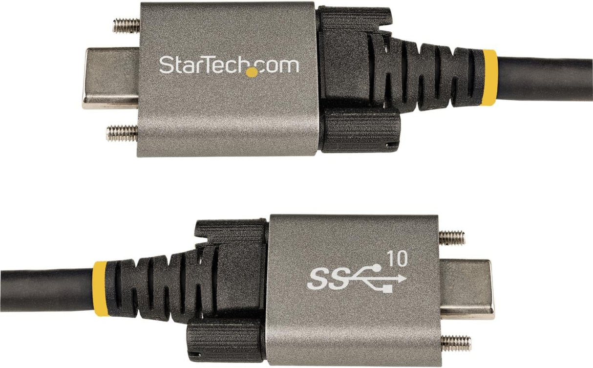 StarTech.com 3ft (1m) Side Screw Locking USB C Cable 10Gbps - USB 3.1/3.2 Gen 2 Type-C Cable - 100W (5A) Power Delivery Charging, DP Alt Mode - Dual Screw Lock - USB-C Cord Charge/Sync (USB31CCSLKV1M)