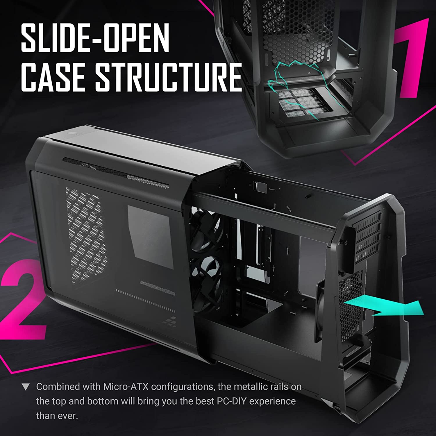 Antec Dark Cube ITX Case,M-ATX, ITX,Glass,512 x 240 x 406 mm (DWH