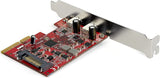 StarTech.com PCIe USB 3.1 Card - 2x USB C 3.1 Gen 2 10Gbps - PCIe Gen 3 x4 - ASM3142 Chipset - USB Type C PCI Express Card (PEXUSB312C3)