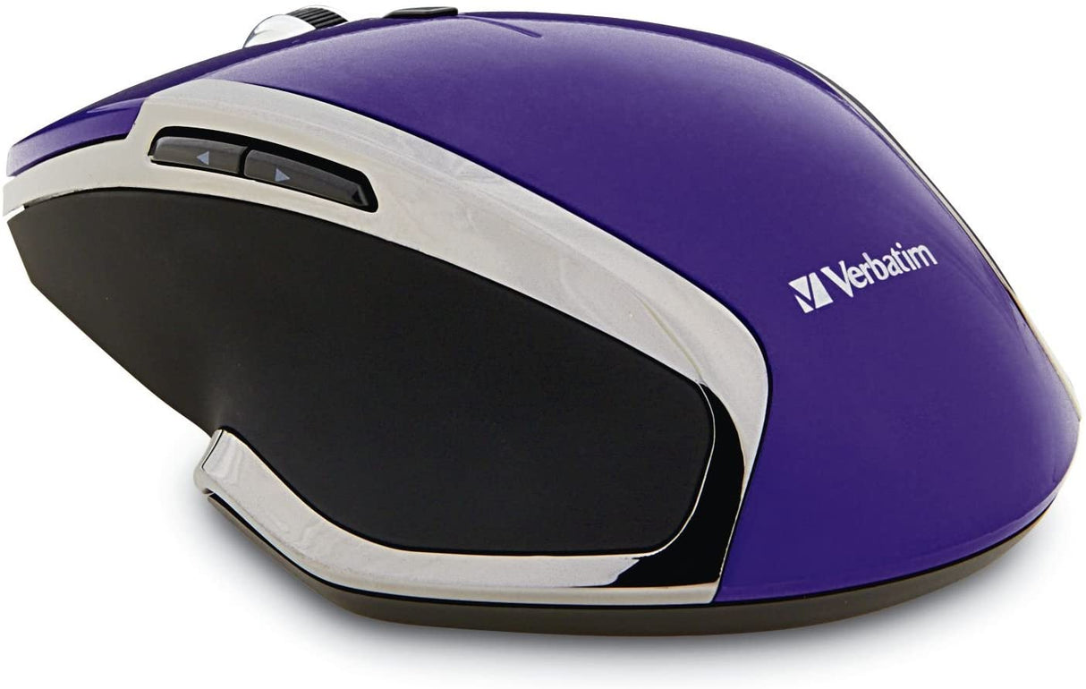 Verbatim 2.4G Wireless 6-Button LED Ergonomic Deluxe Mouse - Computer Mouse with Nano Receiver for Mac and PC – Purple