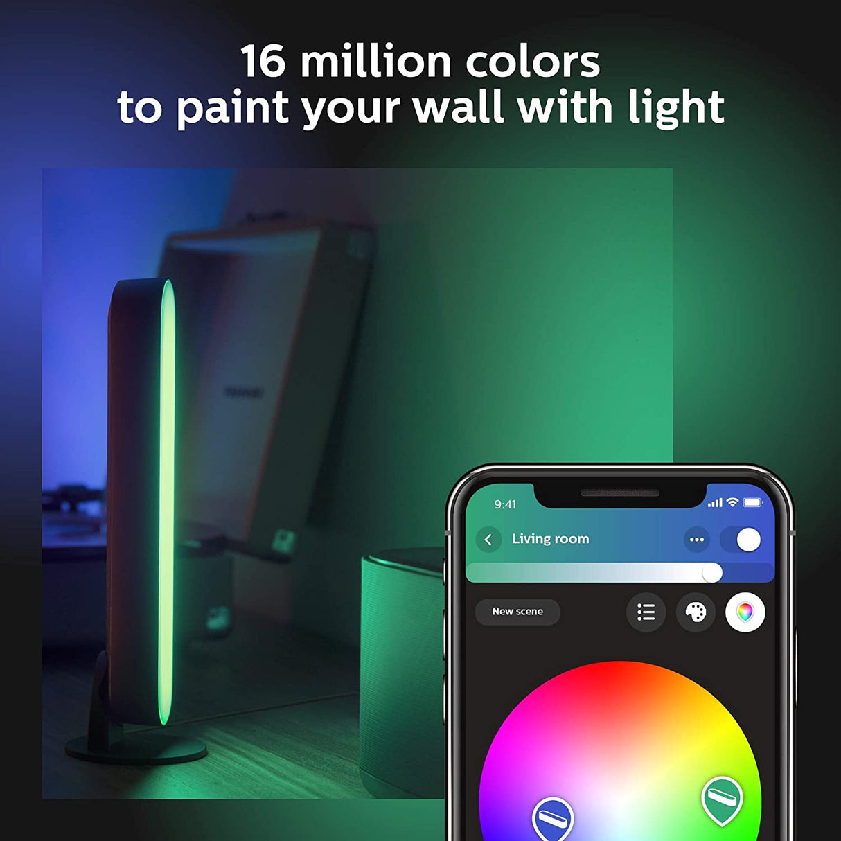 Philips Hue Play White &amp; Color Smart Light Extension, Hub Required/NO Power supply included (Smart Lighting Compatibility with Amazon Alexa, Apple Homekit &amp; Google Home) Extension (No Plug) Black