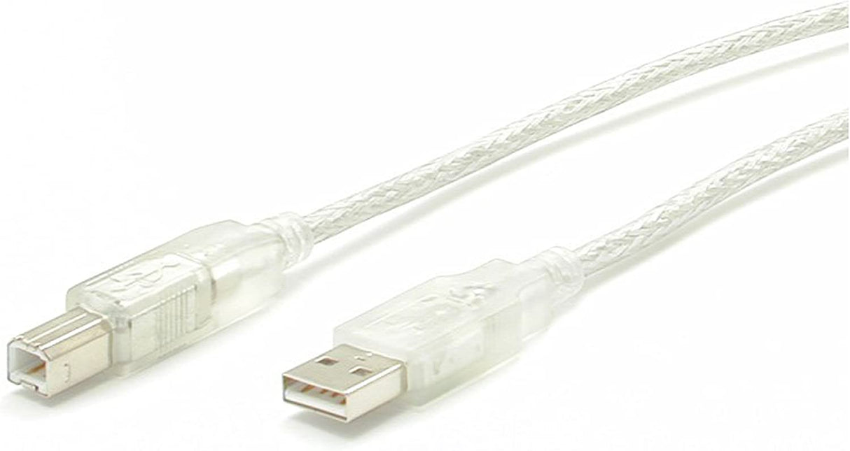 StarTech.com 10 ft Transparent USB 2.0 Cable - A to B - USB Cable - USB (M) to USB Type B (M) - 10 ft - Transparent - USBFAB10T Transparent 10 feet