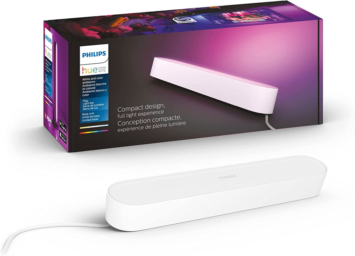 Philips Hue Play White &amp; Color Smart Light, Single Base Kit, Hub Required/Power Supply Included (Works with Amazon Alexa, Apple Homekit &amp; Google Home) 1-Pack with Plug White