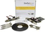 StarTech.com 4 Port Native PCI Express RS232 Serial Adapter Card with 16550 UART - Low Profile Serial Card (PEX4S553), Green