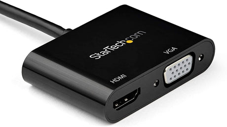 StarTech.com Mini DisplayPort to HDMI VGA Adapter - mDP 1.2 HBR2 to HDMI 2.0 (4K 60Hz) or VGA 1080p Video Converter Dongle - Mini DP to HDMI or VGA Monitor - Thunderbolt 2 Compatible (MDP2VGAHD20)