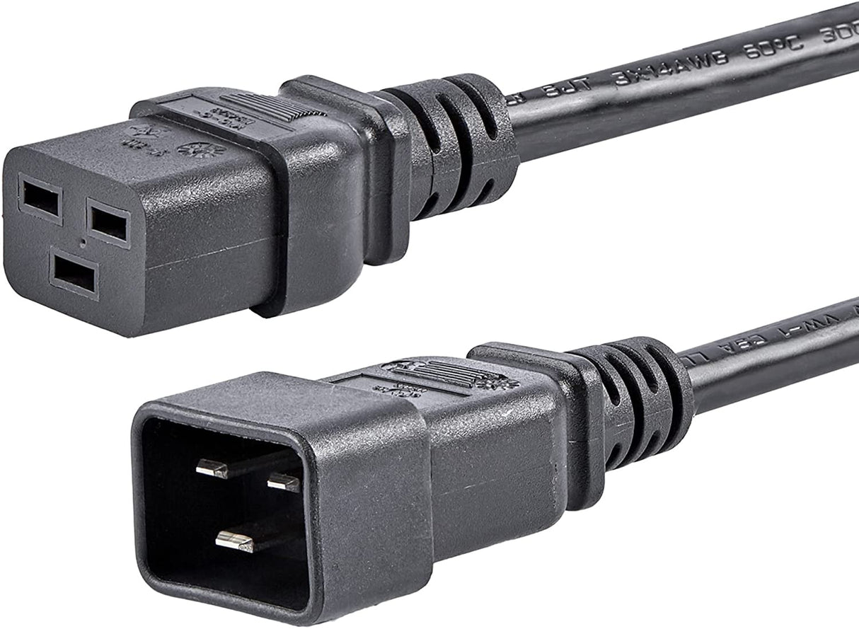 StarTech.com 6ft (1.8m) Heavy Duty Extension Cord, IEC 320 C19 to IEC 320 C20 Black Extension Cord, 15A 125V, 14AWG, Heavy Gauge Extension Cable, Heavy Duty AC Power Cord, UL Listed (PXTC19C20146) 6ft 14 AWG