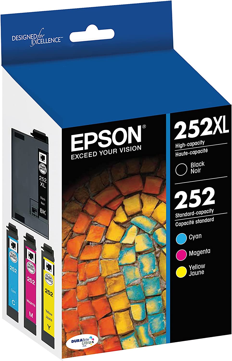 EPSON T252 DURABrite Ultra Ink High Capacity Black &amp; Standard Color Cartridge Combo Pack (T252XL-BCS) for select Epson WorkForce Printers 1 Size