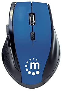 Manhattan Curve Wireless Optical Mouse - with Auto Power Management - for Laptops &amp; Computers - Blue, 179294