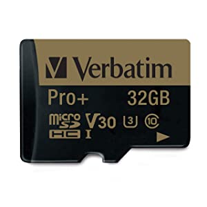 Verbatim 32GB Pro Plus 600X microSDHC Memory Card with Adapter, UHS-I V30 U3 Class 10 32GB Pro+
