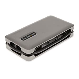 StarTech.com USB-C Multiport Adapter - HDMI/VGA - 4K 60Hz - 3-Port USB Hub - 100W Power Delivery Pass-Through - GbE - Travel Mini Docking Station w/Charging - 1ft/30cm Wrap-Around Cable (DKT31CVHPD3)