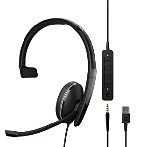 EPOS | Sennheiser Adapt 135T USB II (1000900) - Wired, Single-Sided Headset - 3.5mm Jack/USB Connectivity, MS Teams Certified - UC Optimized - Superior Sound - Enhanced Comfort - Call Control - Black