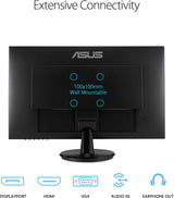 ASUS 27” 1080P Monitor (VA27DQ) - Full HD, IPS, 75Hz, Speakers, Adaptive-sync/FreeSync, Low Blue Light, Flicker Free, VESA Mountable, Frameless, HDMI, VGA, DisplayPort, Tilt Adjustable 27" IPS 75Hz w/DisplayPort