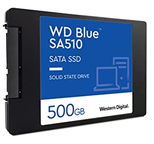 Western Digital 500GB WD Blue SA510 SATA Internal Solid State Drive SSD - SATA III 6 Gb/s, 2.5"/7mm, Up to 560 MB/s - WDS500G3B0A 500GB New Generation