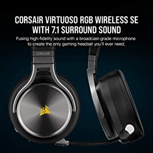 Corsair Gaming Virtuoso RGB Wireless SE High-Fidelity Gaming Headset, Gunmetal (NA Version), Black