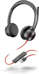Poly - Blackwire 8225 Wired Headset with Boom Mic (Plantronics) - Dual-Ear (Stereo) Computer Headset - USB-A to Connect to Your PC/Mac - Active Noise Canceling - Works with Teams, Zoom &amp; More USB-A Standard Version