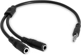 StarTech.com 3.5mm Audio Extension Cable - Slim Audio Splitter Y Cable and Headphone Extender - Male to 2x Female AUX Cable (MUY1MFFS) Slim Cable Black