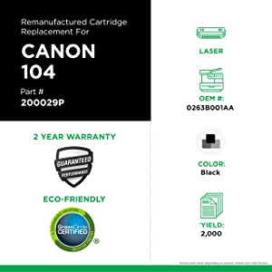 Clover imaging group Clover Remanufactured Toner Cartridge Replacement for Canon 0263B001A (104/FX9/FX10) | Black