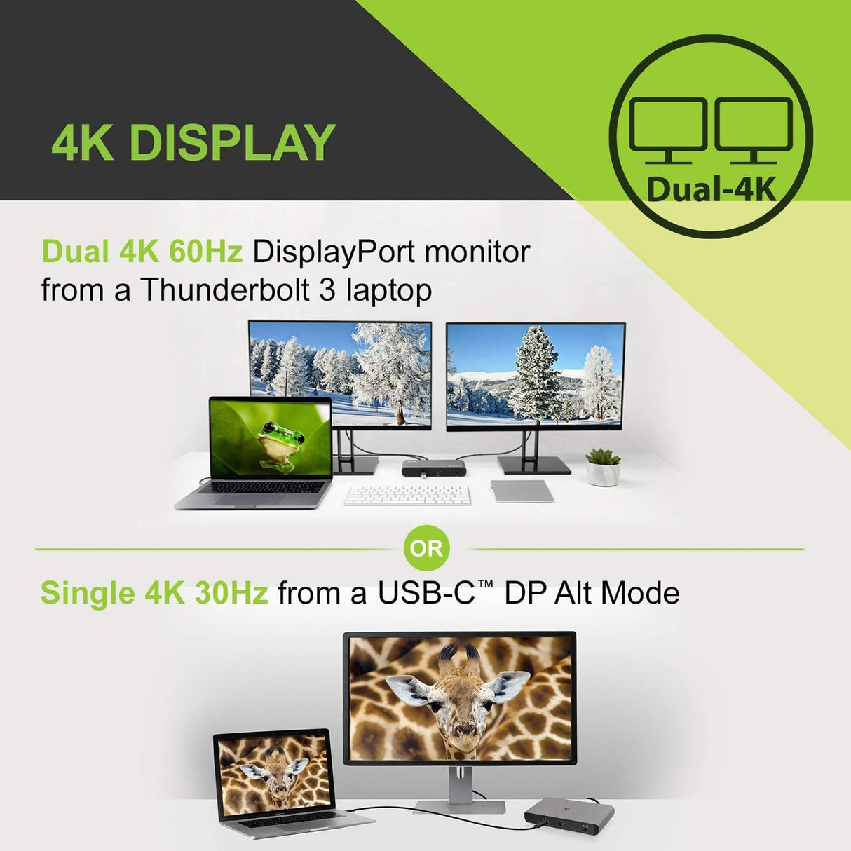 IOGEAR 9 Port Thunderbolt 3 Hub - 4K Dual Display 60Hz - 2 Displayport 1.2 - 60W Charging for Laptop - 40Gbps Speeds - Integrated Ethernet - 3.5mm Audio - GTD737 Quantum Dual Mode