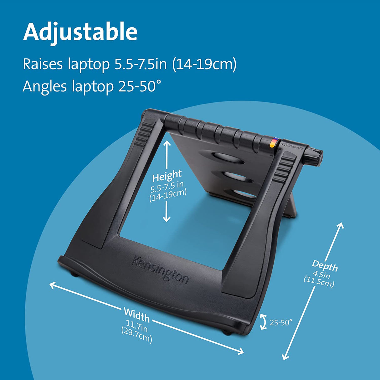 Kensington SmartFit Easy Riser Laptop and Tablet Cooling Stand - Fits Wacom, iPad Pro and Other Tablets and laptops - Black (K52788WW), 12.8" x 11" x 1.6"