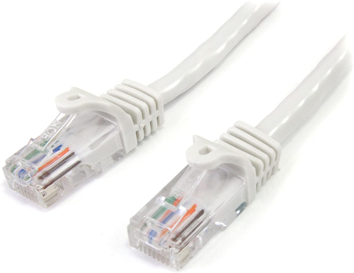 StarTech.com Cat5e Ethernet Cable - 25 ft - White- Patch Cable - Snagless Cat5e Cable - Long Network Cable - Ethernet Cord - Cat 5e Cable - 25ft (45PATCH25WH) 25 ft White