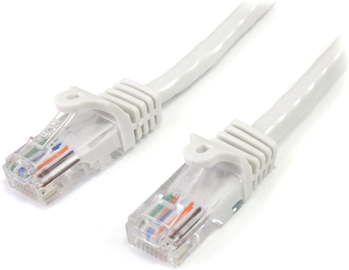 StarTech.com 3 ft. (0.9 m) Cat5e Ethernet Cable - Power Over Ethernet - Snagless - White - Ethernet Network Cable (45PATCH3WH) 3 ft / 1m White