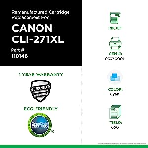 Clover imaging group CLOVER Remanufactured Ink Cartridge Replacement for Canon CLI-271XL | Cyan | High Yield